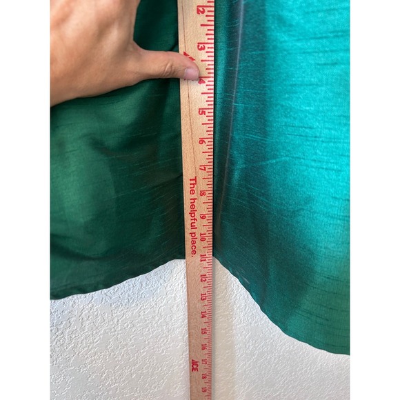 eShakti Emerald Green Pleated Dupioni Festive 34" Waist Wide Belt Maxi Skirt - Picture 5 of 10